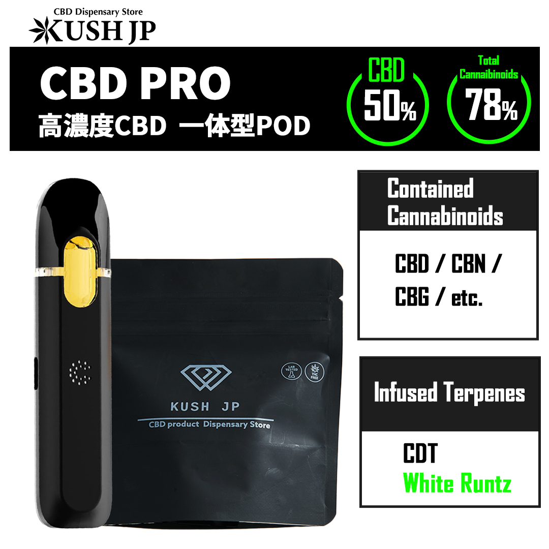 【一体型POD】CBD -PRO- （WhiteRuntz : 1.0ml）【新基準対応】【KUSH JP】