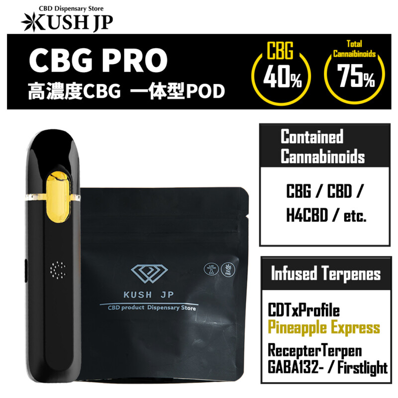 【CBNフリー】 CBG-PRO- （PineappleExpress : 1.0ml）【一体型POD】【KUSH JP】