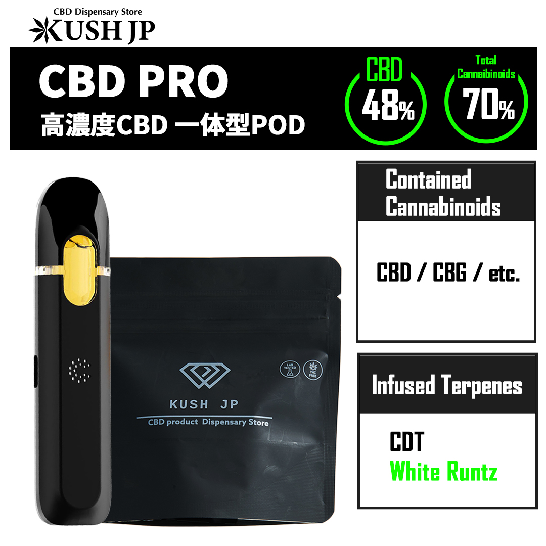 【CBNフリー】CBD -PRO- （WhiteRuntz : 1.0ml）【一体型POD】 【KUSH JP】