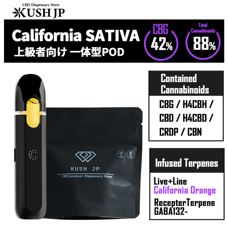 【一体型POD】 California SATIVA（Cali-O：1.0ml）【新基準対応】【KUSH JP】