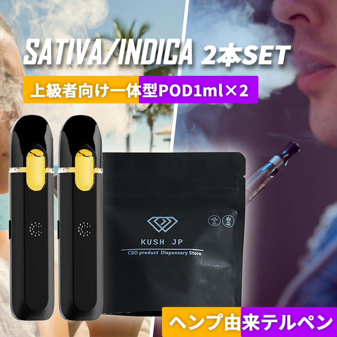 【一体型POD2本SET】超SATIVA+超INDICA（1.0ml×2）【KUSH JP】