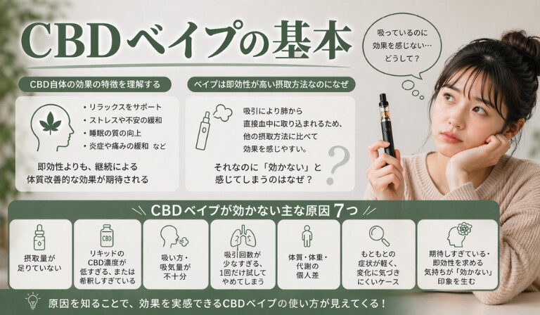CBDベイプの基本を知って効かない原因を探る
