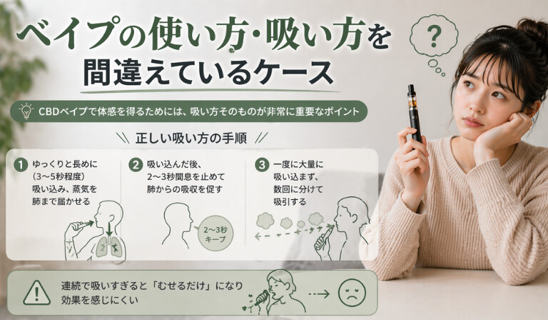 CBDベイプが効かないのは使い方を間違えてる?